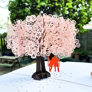 Carte pop-up de cerisiers en fleurs romains, carte découpée au laser 3D pour lui, carte origami mariage / anniversaire / fiançailles / félicitations