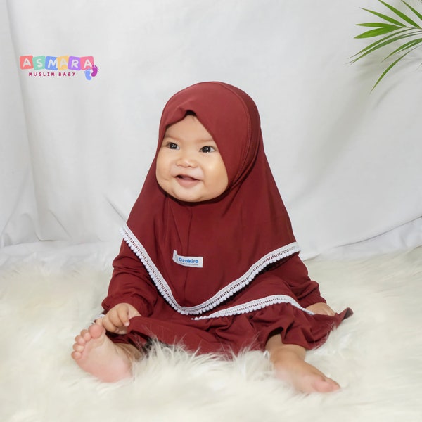 Bébé - Tout-petits - Ensemble abaya musulman pour enfants - Robe quotidienne musulmane MARRON - Hijab pour bébés musulmans 0-3 ans - Abaya enfants - Hijab Fille