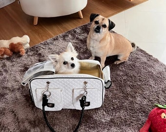 LuxeRover Pro | Luxuriöse Hundetragetasche aus Leder | Katzen-Reisehandtasche | Transportbox für Haustiere