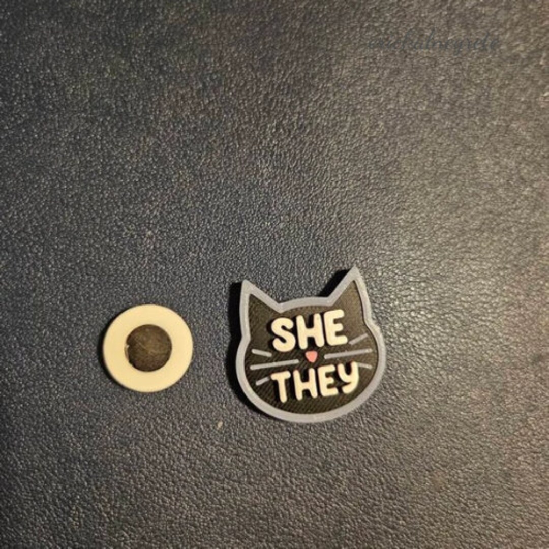 3D Printed Them Any Pronouns Cute Cat Head Black Cat Etsy
