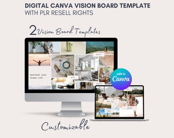 PLR 2026 Customizable Vision Board Canva Template With Resell Rights ...