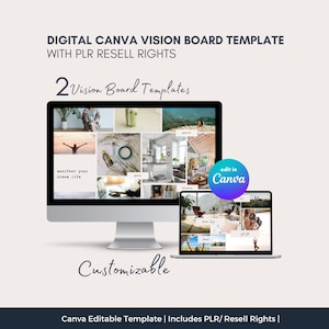PLR 2025 Vision Board Template, Manifestation, Dream Board, Canva Template, Commercial Resell Rights