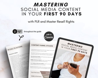 Social Media Content Guide with PLR and Master Resell Rights (MRR), 90 days of Content, Social Media Hooks and CTA's, Bonus Content Template