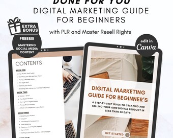 Done for You: Digital Marketing Guide for Beginners | How to Create and Sell Digital Products | Canva Templates | PLR Products