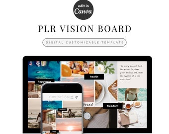 PLR 2026 Vision Board Canva Template, Manifestation, Dream, PLR Resell Rights