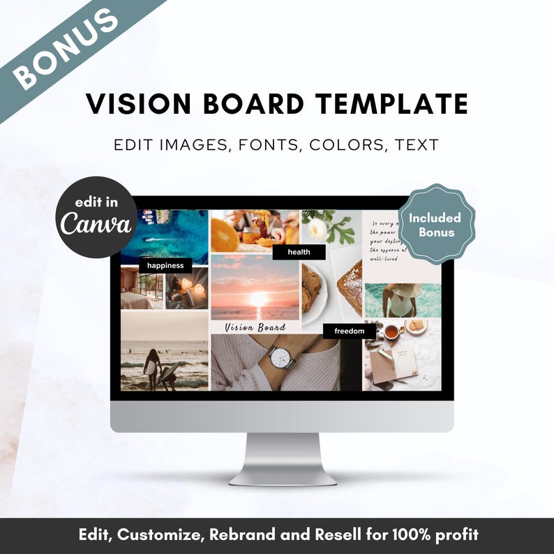 2026 Vision Board Workbook Guide and Template With Private Label (PLR ...