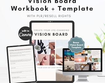 2026 Vision Board Workbook Guide and Template with Private Label (PLR) Resell Rights