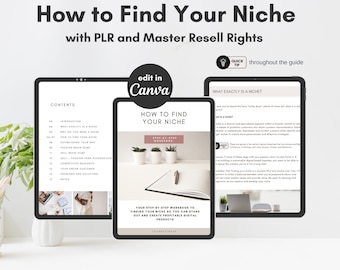 PLR How to Find your Niche Ebook, Done for You, Master Resell Rights, Digital Guide, PLR ebook, Canva Template, Private Labels Rights, MRR.