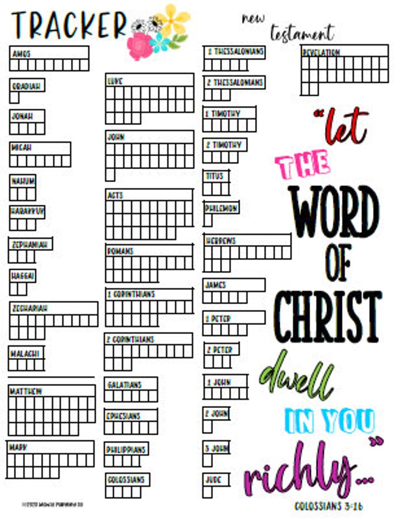 Bible Reading Tracker Bullet Journal Bible Reading Plan Printable