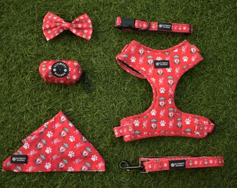 Football Dog Harness Bundle, Collar, Leash/Lead, Bow tie, Bandana, Poop bag holder.