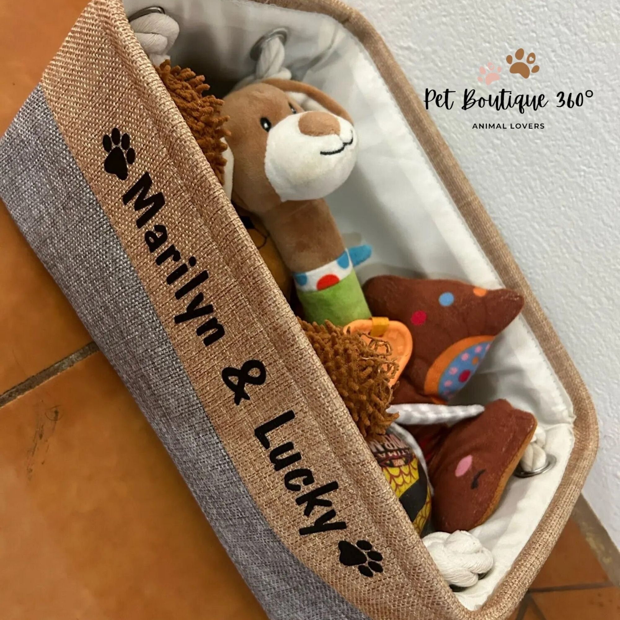 Personalized Pet Dog Toy Basket Storage Box Cute Paw Print