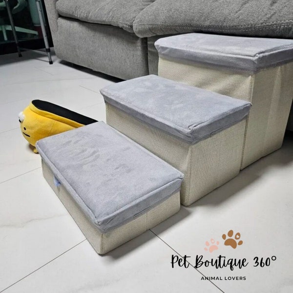 Dog Steps, Dog Steps For Beds, Pet Ramp, Pet Steps, Wooden Dog Stairs, Non-Slip Ramp