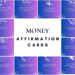Money Affirmation Cards, 20 printable cards for daily manifestation - Journey to wealth digital download