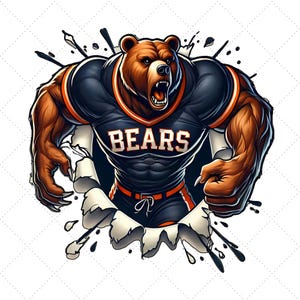 Muscle Bear Mascot PNG: School Spirit Design (Digital Download)