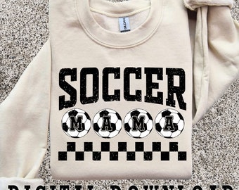 Checkered Soccer Mama PNG: Retro Distressed Design (Digital Download)