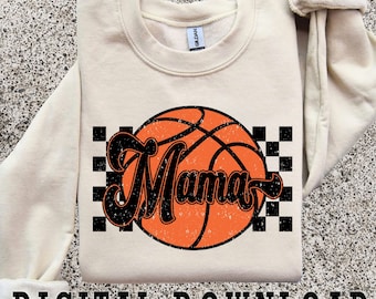 Checkered Basketball Mama PNG: Retro Sublimation Design (Digital Download)