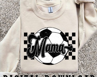 Mamá futbolista a cuadros PNG: Diseño de sublimación retro (descarga digital)