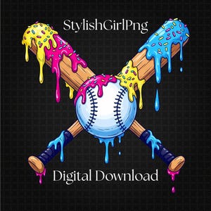 Melting Baseball Drip PNG: Game Day Sublimation Design (Digital File