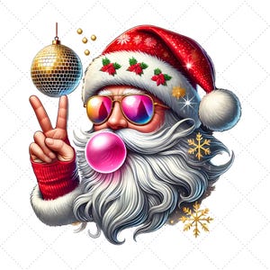 Funny Santa Blowing Bubble PNG: Vintage Christmas Sublimation (Digital Download)