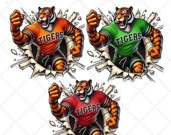 Tigers Mascot PNG: School Spirit Design (Digital Download)