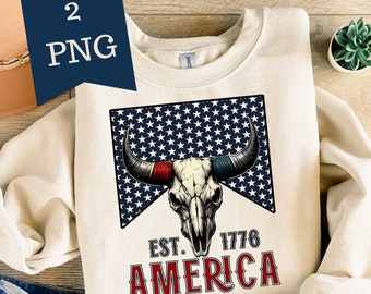 Grunge Bull Skull PNG: Western 4th of July Clipart (Digital Download)