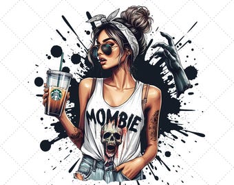 Mombie Girl PNG: Halloween Zombie Mom Graphic Tee (Digital Download)