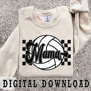 Checkered Volleyball Mama, Retro Volleyball Ball PNG, Distressed Volleyball Sublimation Shirt Design, Volleyball Mom Game Day Png,