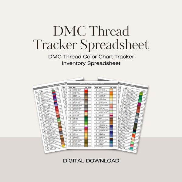 DMC Thread Color Chart Tracker Inventory Spreadsheet