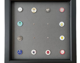 Cadre d'affichage pour marqueurs de balles de golf - Peut contenir 16 marqueurs de balles - Cadre noir ou blanc