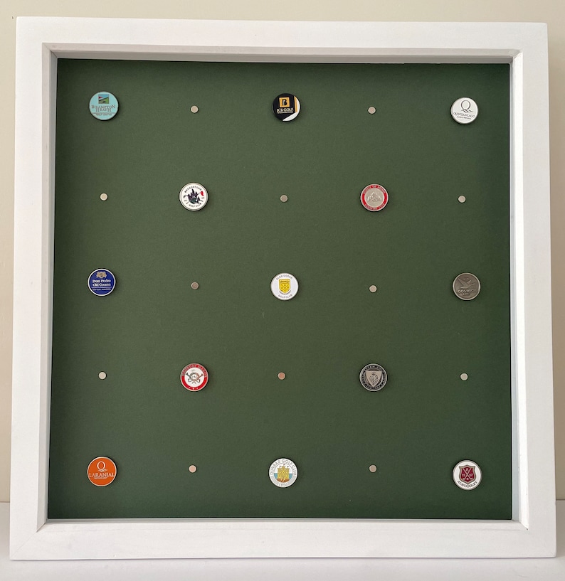 Golf Ball Marker Display Frame Holds 25 Ball Markers Black or White Frame Etsy UK