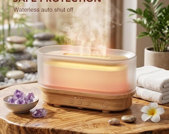 Flame Air Humidifier & Diffuser with Realistic Fire Effect, Aroma Lamp, Faux Fireplace Scent Machine, Ultrasonic Cozy Home Decor