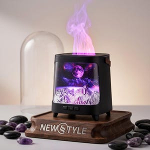 Dazzling Aurora Borealis Air Humidifier Simulated Flame Diffuser, Galaxy Night Light Mist Maker, Cozy Bedroom Aesthetic Gift