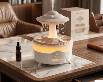UFO Aroma Diffuser - Creative Rain Cloud Humidifier with LED Color-Changing Night Light & Remote Control