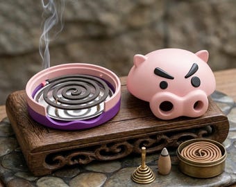 Cute Pig Incense Burner, Mosquito Coil Holder Plate, Adorable Piggy Desk Ornament, Summer Patio Decor, Animal Lover Housewarming Gift