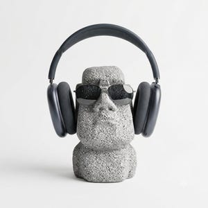 Moai Statue Glasses Holder, Stone Texture Eyeglass Stand, Funny Office Desk Decor, Easter Island Face Spectacle Display, Gift for Reader