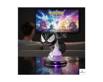 Gastly Style Ghost Mist Diffuser | Anime LED Night Light Humidifier | Spooky Smoke Effect Vaporizer | Gamer Desk Decor 3D Printed Fog Lamp