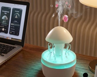 Rain Cloud Jellyfish Diffuser 300ml | Ultrasonic Humidifier with Remote | 7 Color Night Light Aromatherapy for Bedroom Office, Gift
