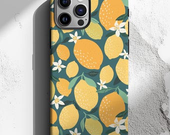 Lemon Phone Case, Lemons Phone Case, Fruit Cases, Citrus Phone Case, Green Yellow, Compatible with iPhone, Samsung Galaxy, Google Pixel