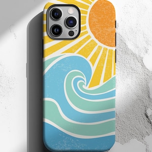 Sunset Phone Case, Beach Phone Case, Coastal Phone Cases, Ocean Beach, Sunset Waves, Compatible with iPhone, Samsung Galaxy, Google Pixel