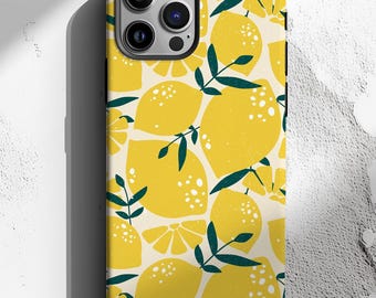 Lemon Phone Case, Lemons Phone Case, Lemon Pattern, Lemons Print, Cute Fruit Cases, Compatible with iPhone, Samsung Galaxy, Google Pixel