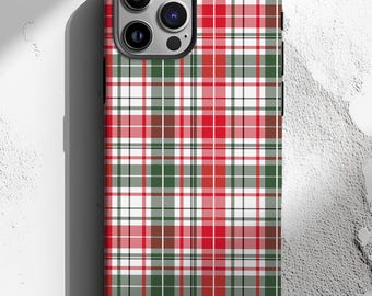 Plaid Phone Case, Tartan Plaid Cases, Classic Scottish Red Green Cases, Compatible with Samsung Galaxy, Google Pixel, iPhone 17 Air, Pro Max
