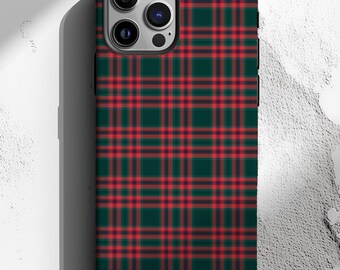 Plaid Phone Case, Tartan Plaid Cases, Classic Scottish Red Green Cases, Compatible with Samsung Galaxy, Google Pixel, iPhone 17 Air, Pro Max