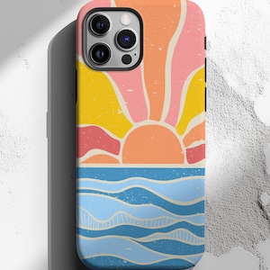 Sunset Phone Case, Beach Phone Case, Coastal Phone Cases, Ocean Beach, Sunset Waves, Compatible with iPhone, Samsung Galaxy, Google Pixel
