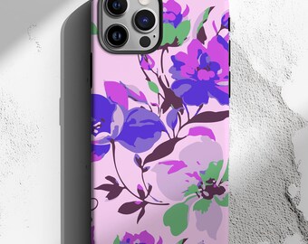 Floral Phone Case, MagSafe Compatible, Botanical Nature, Flower Cases, Purple Flowers Magnetic, Flowers Nature, iPhone Air, Pro Max, Plus 17
