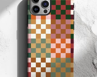 Retro Phone Case, Checkered Cases, Retro Checkerboard, Gingham Checker, Vintage Aesthetic, Compatible with iPhone, Samsung Galaxy, Pixel