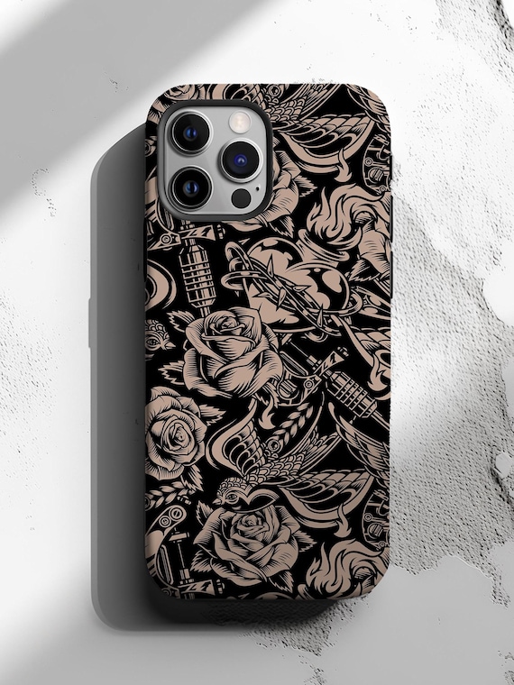 Tattoo Phone Case, Retro Phone Case, Swallow Tattoo, Rose, Barbed Wire, Sacred Heart, iPhone Case, iPhone, Samsung Galaxy, Google Pixel