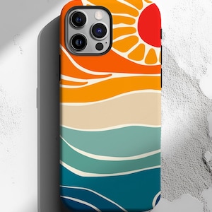 Sunset Phone Case, Beach Case, Coastal Ocean Beach Sea, Sunset Waves Landscape, Compatible withiPhone 17 Air, Pro Max, Samsung Galaxy, Pixel