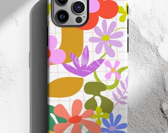 Floral Phone Case, Flower Phone Case, Abstract Flowers iPhone, Hand Drawn Flower, Floral Abstract, Compatible with iPhone, Samsung Galaxy