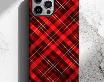 Plaid Phone Case, Tartan Plaid Cases, Classic Scottish Red Plaid Cases, Compatible with Samsung Galaxy, Google Pixel, iPhone 17 Air, Pro Max