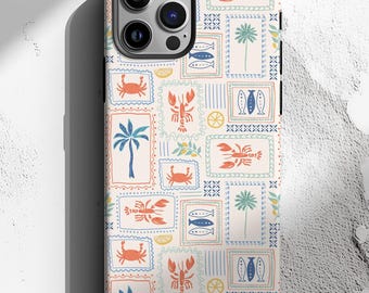 Coastal Phone Case, Magnetic iPhone Case, Stamps Phone Case, Foodie Cases, iPhone 17 Air, Italy Stamp, Italian Summer, MagSafe Compatible